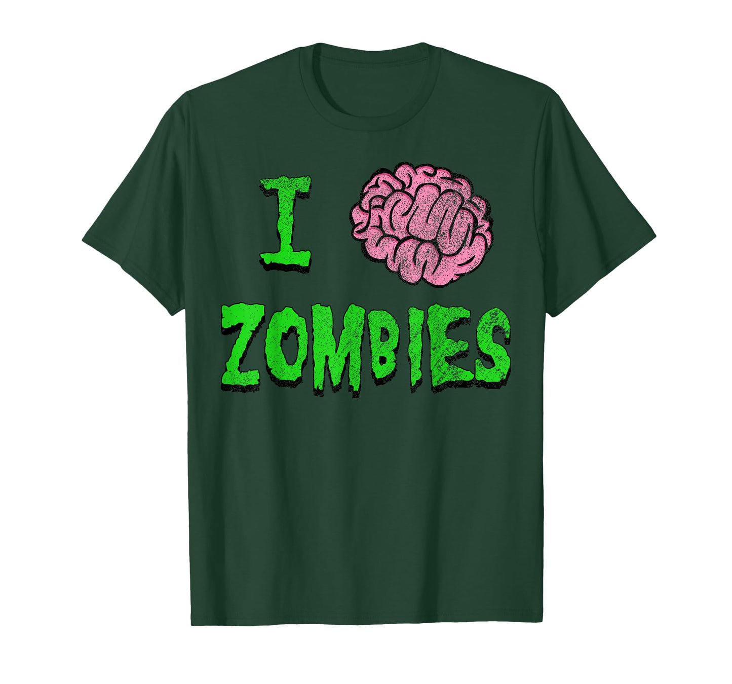 I Heart Zombies - I Brain Zombies Shirt - Distressed Grunge T-Shirt