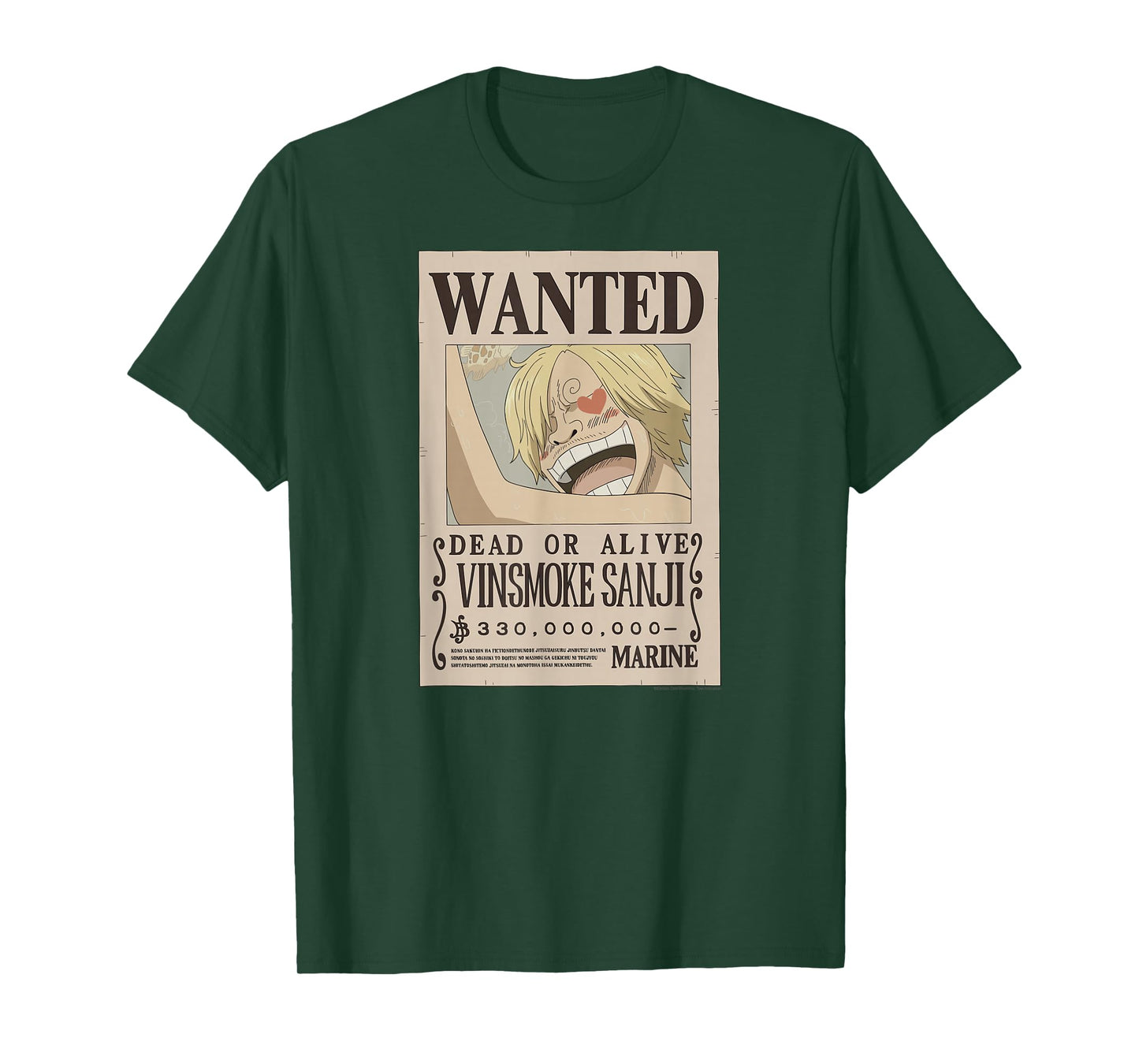 One Piece Anime Vinsmoke Sanji Wanted Poster T-Shirt