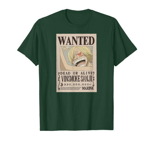 One Piece Anime Vinsmoke Sanji Wanted Poster T-Shirt