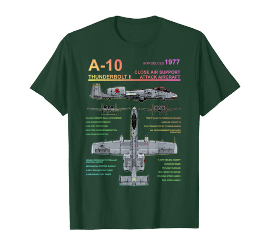 A-10 Thunderbolt II Warthog Jet Full Spectrum Blueprint T-Shirt