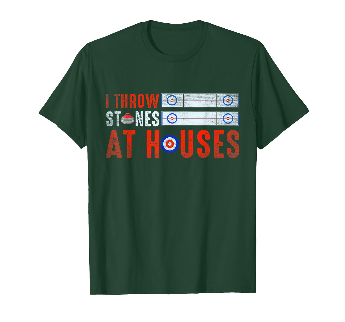 I Throw Stones At Houses Funny Curling T-Shirt