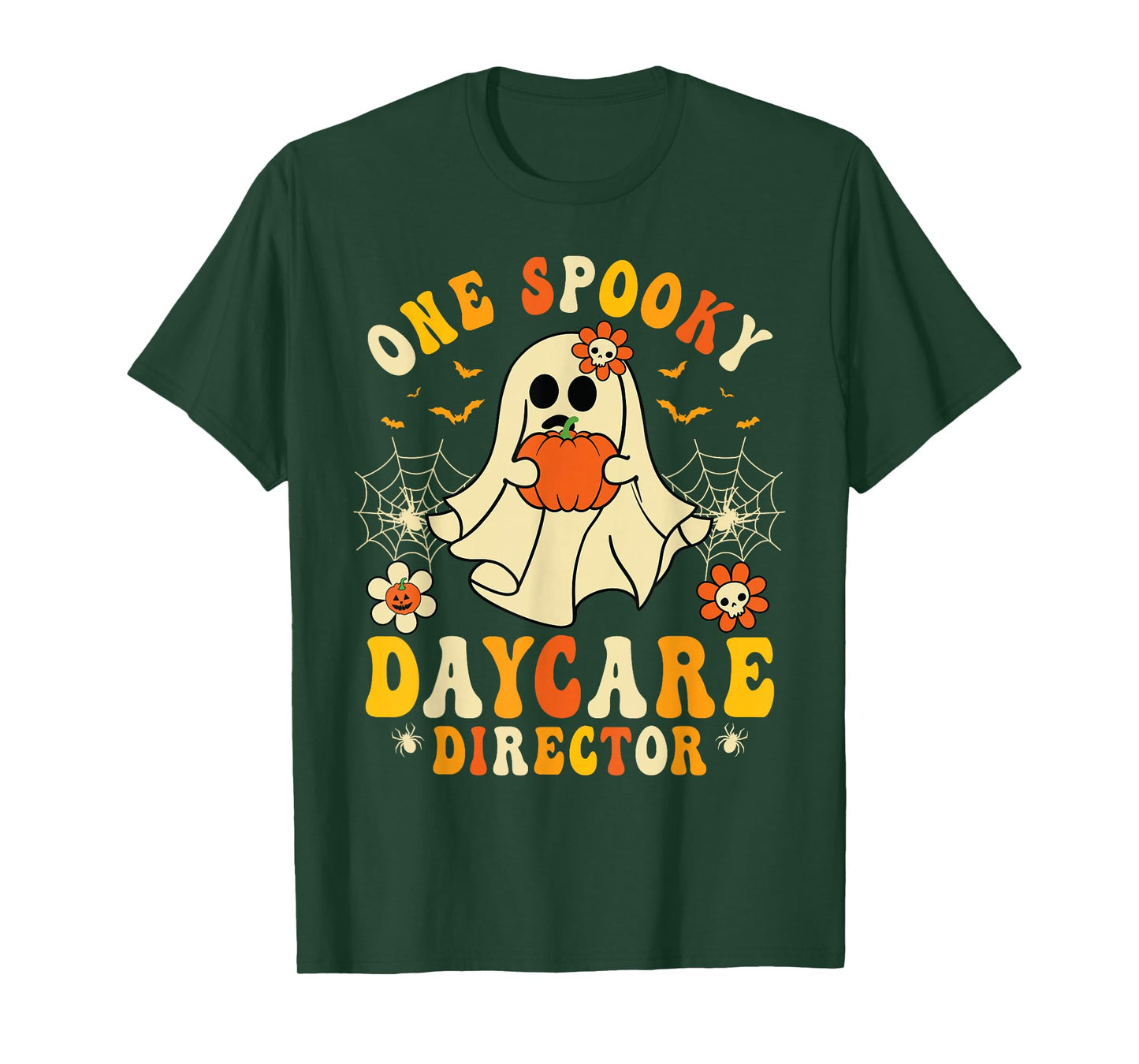 One Spooky Daycare Director Retro Halloween Ghost Pumpkin T-Shirt