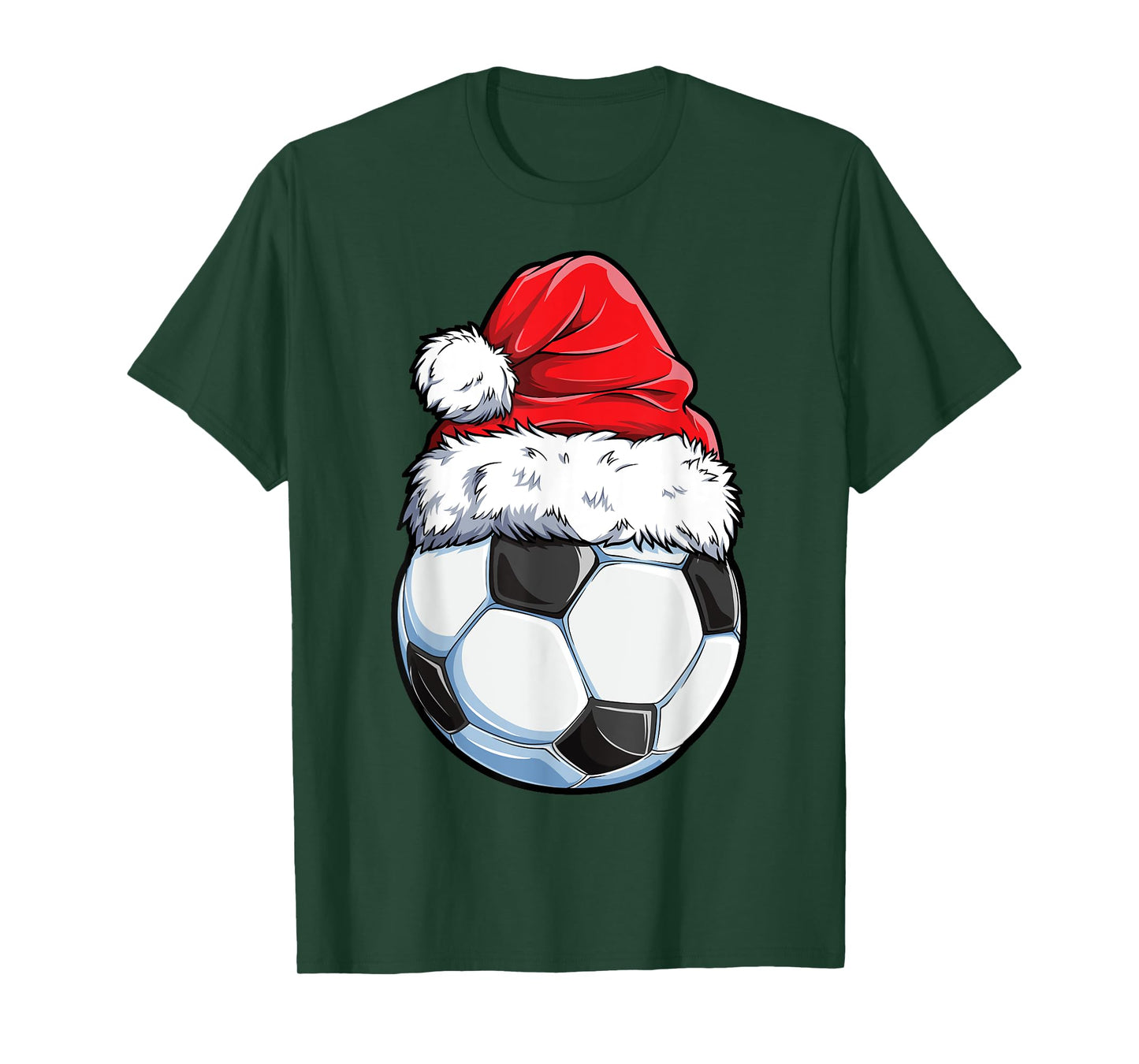 Christmas Soccer Ball Santa Hat Funny Sports Xmas Boys Men T-Shirt