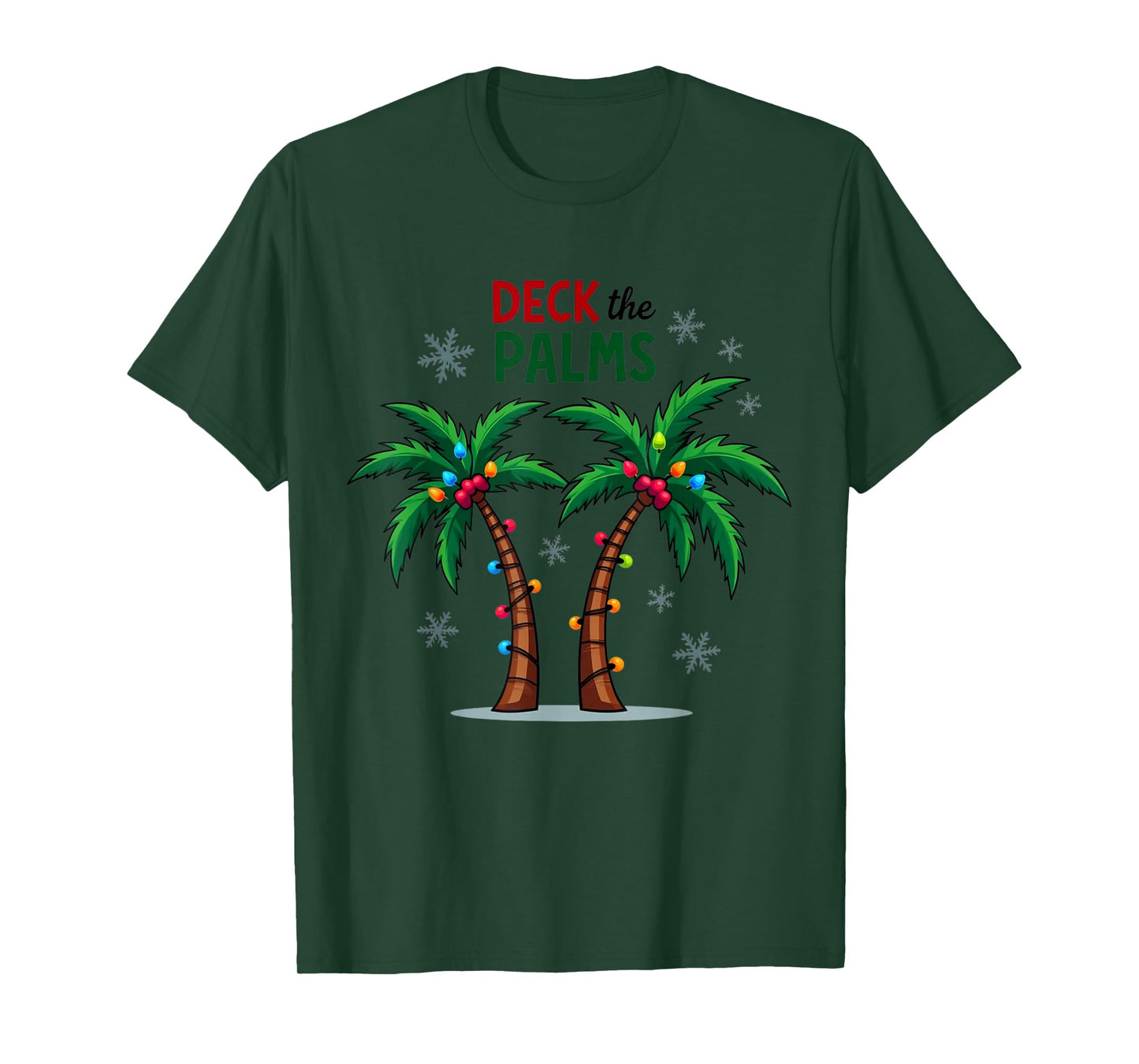 Deck The Palms Tropical Hawaii Christmas Palm Tree Lights T-Shirt