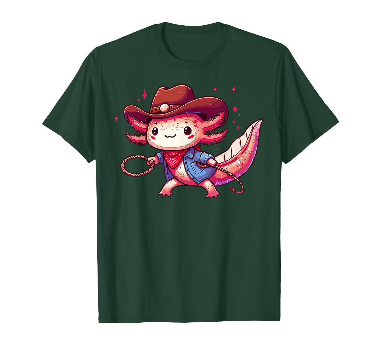 Western Rodeo Cowboy Hat Axolotl Texas Animals T-Shirt