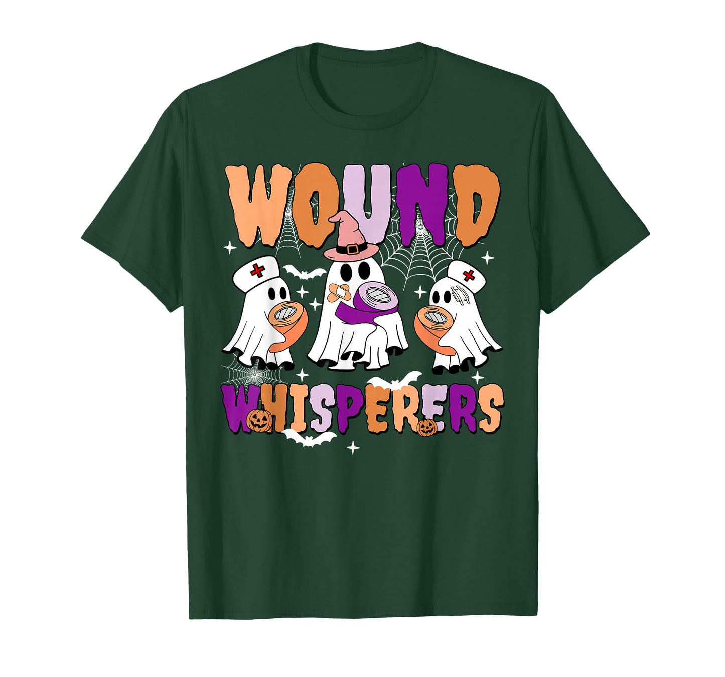 Retro Wound Whisperers Ghost Wound Care Nurse RN Halloween T-Shirt