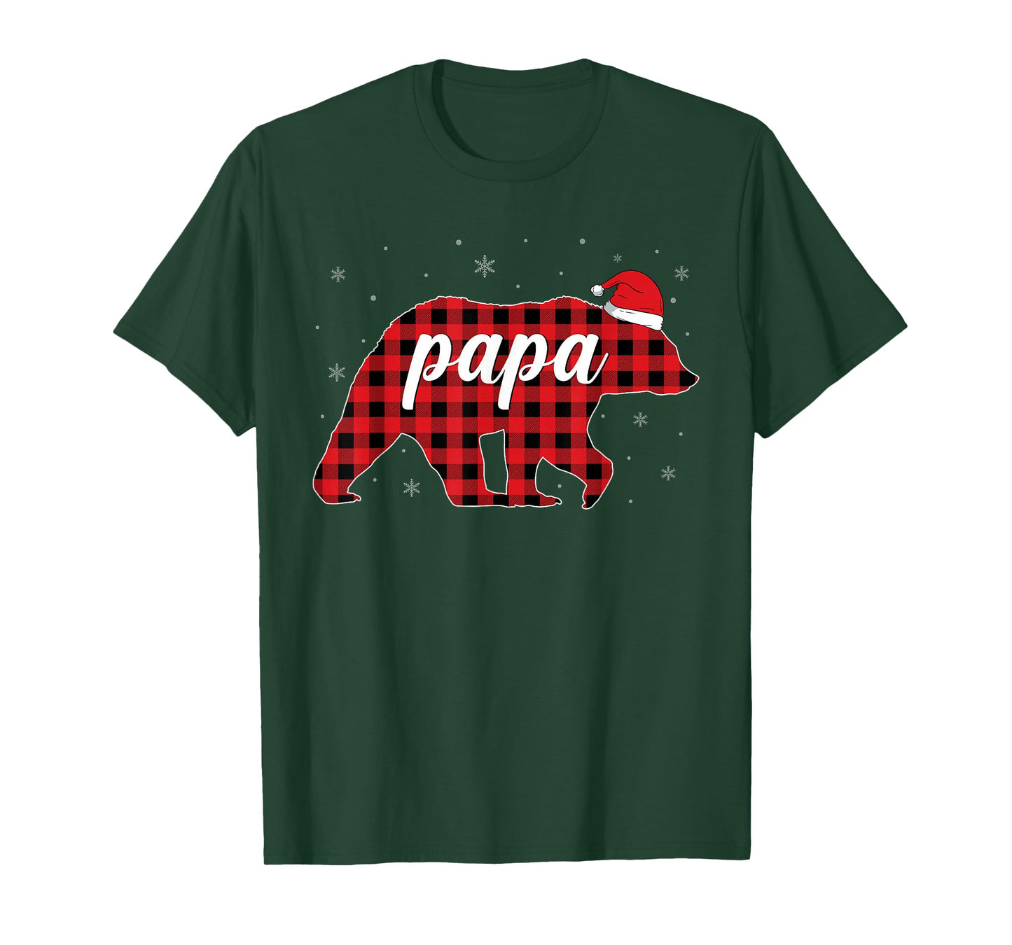 Red Plaid Bear Christmas Pajama Papa Matching Family Daddy T-Shirt