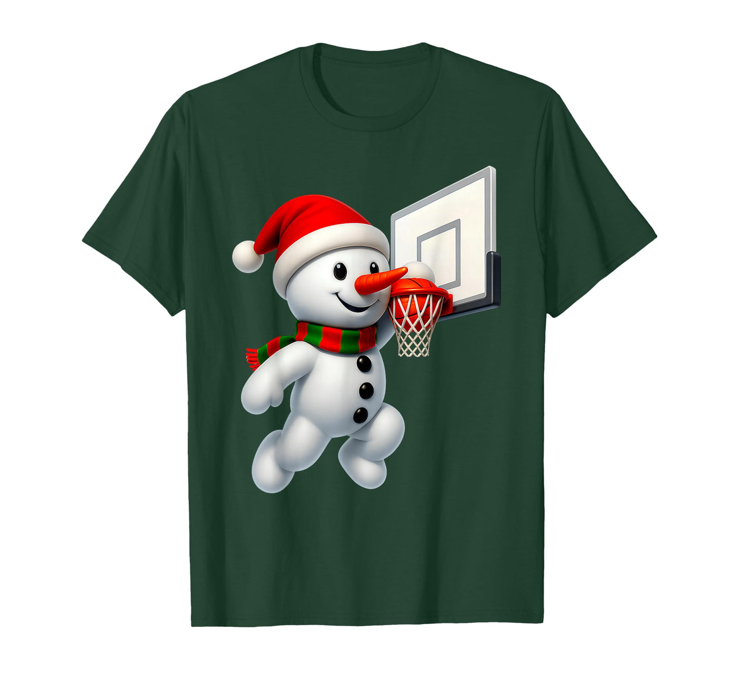 Snowman Playing Basketball Merry Christmas Pajamas Boys Men T-Shirt