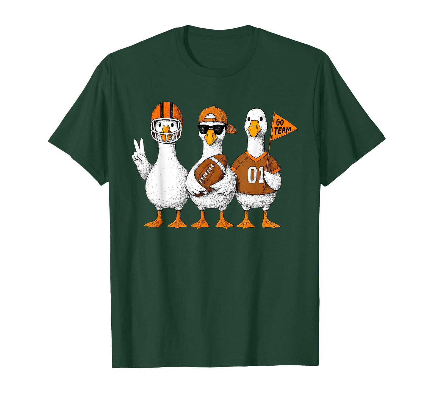 Funny Silly Goose Duck Football Fall Football Game Day Cheer T-Shirt