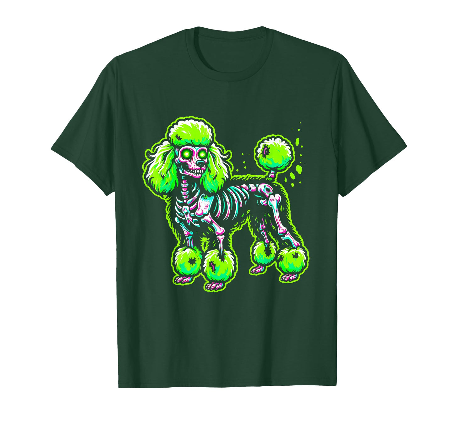 Zombie Poodle Dog Ghost Dark Halloween Horror Skeleton Gifts T-Shirt