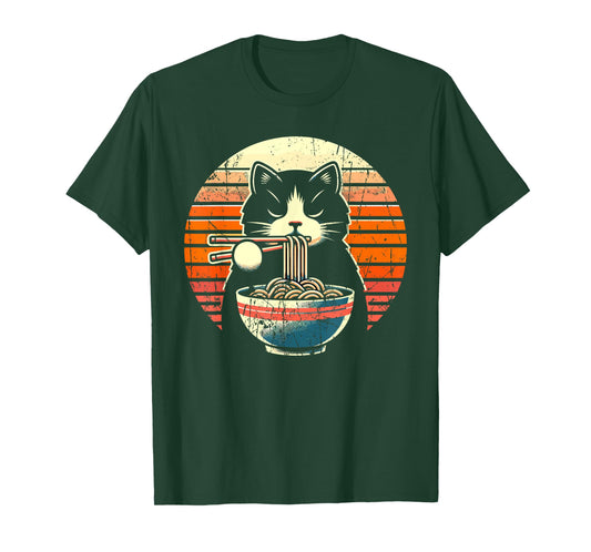 Anime Ramen Cat Retro Japanese Noodles Kawaii Cat T-Shirt