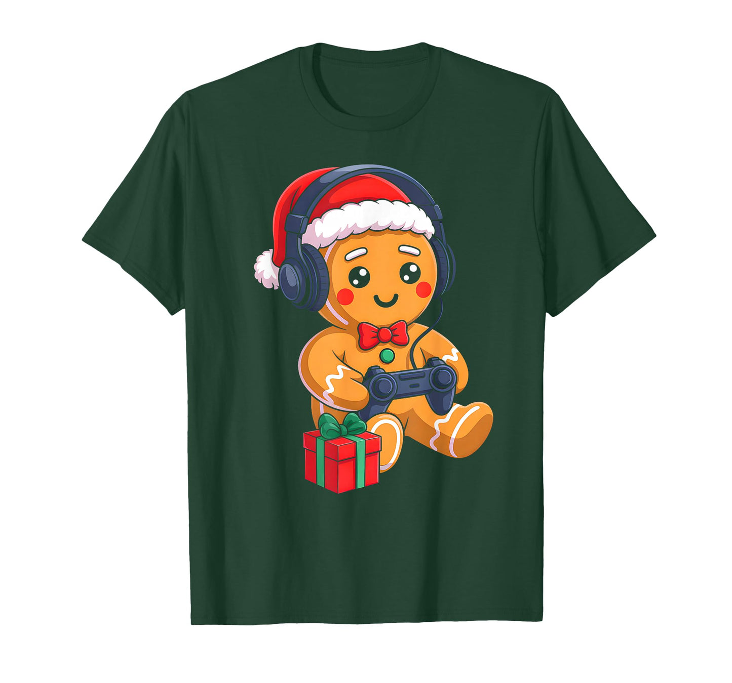 Funny Christmas Gingerbread Man Video Gamer Gaming Boys Men T-Shirt
