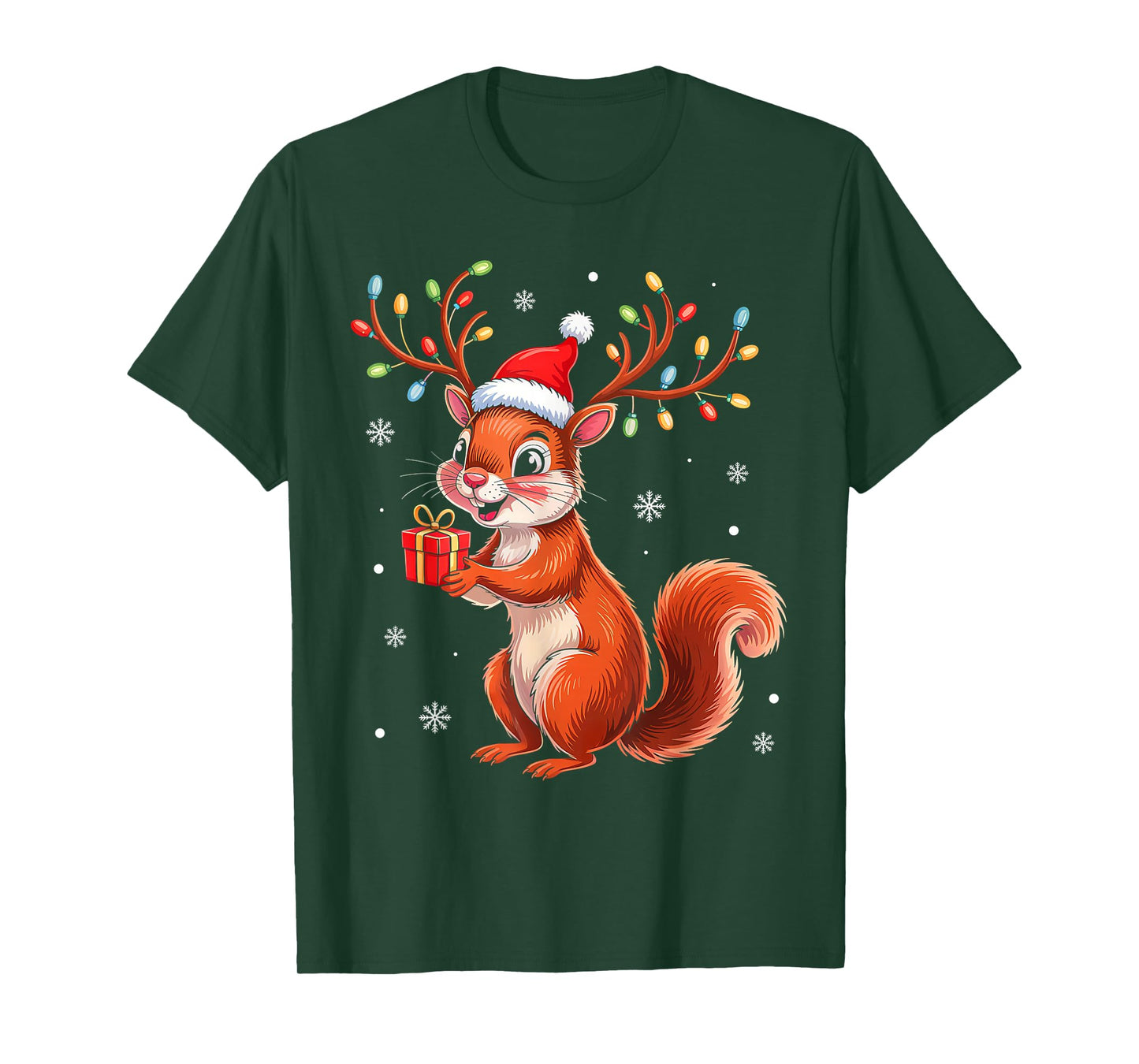 Squirrel Christmas Lights Santa Xmas Family Matching Pajama T-Shirt