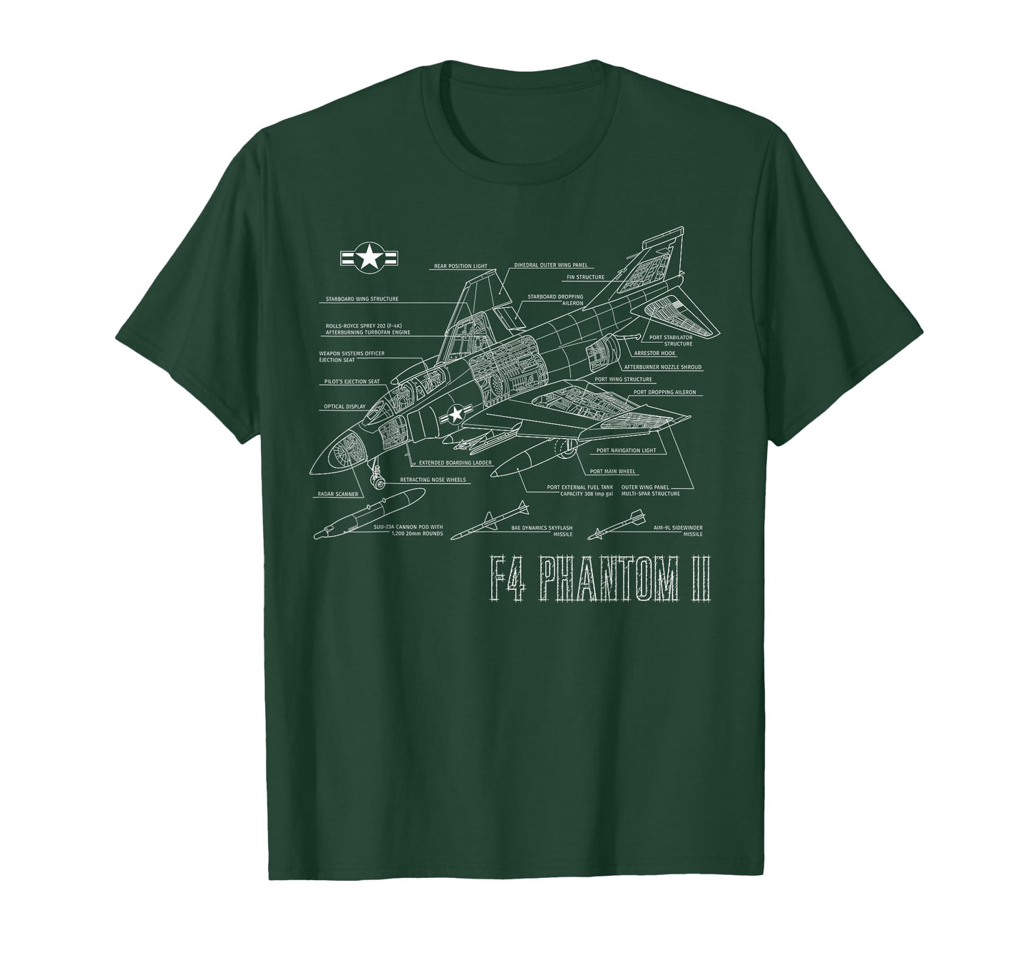Vintage F4 Phantom II Jet Military Aviation Blueprint Gift T-Shirt