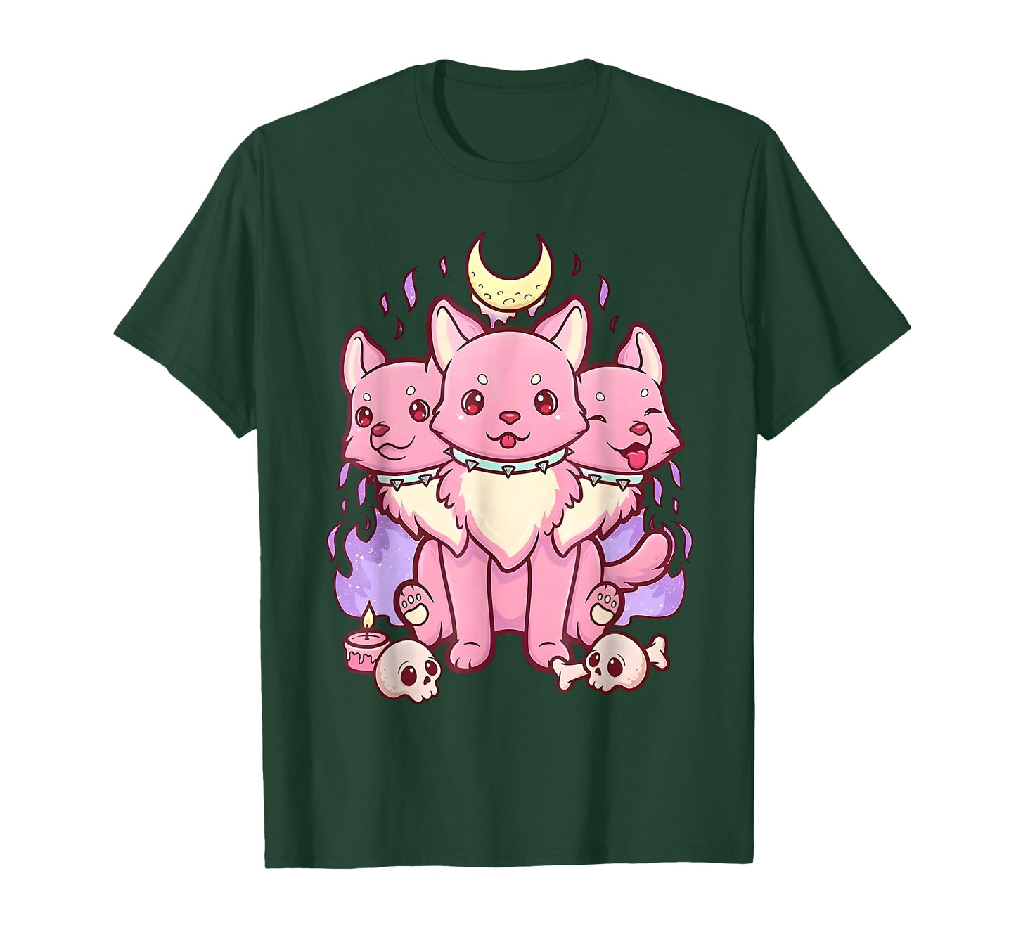 3 Headed Dog Kawaii Pastel Goth Cute Creepy Occult Cerberus T-Shirt