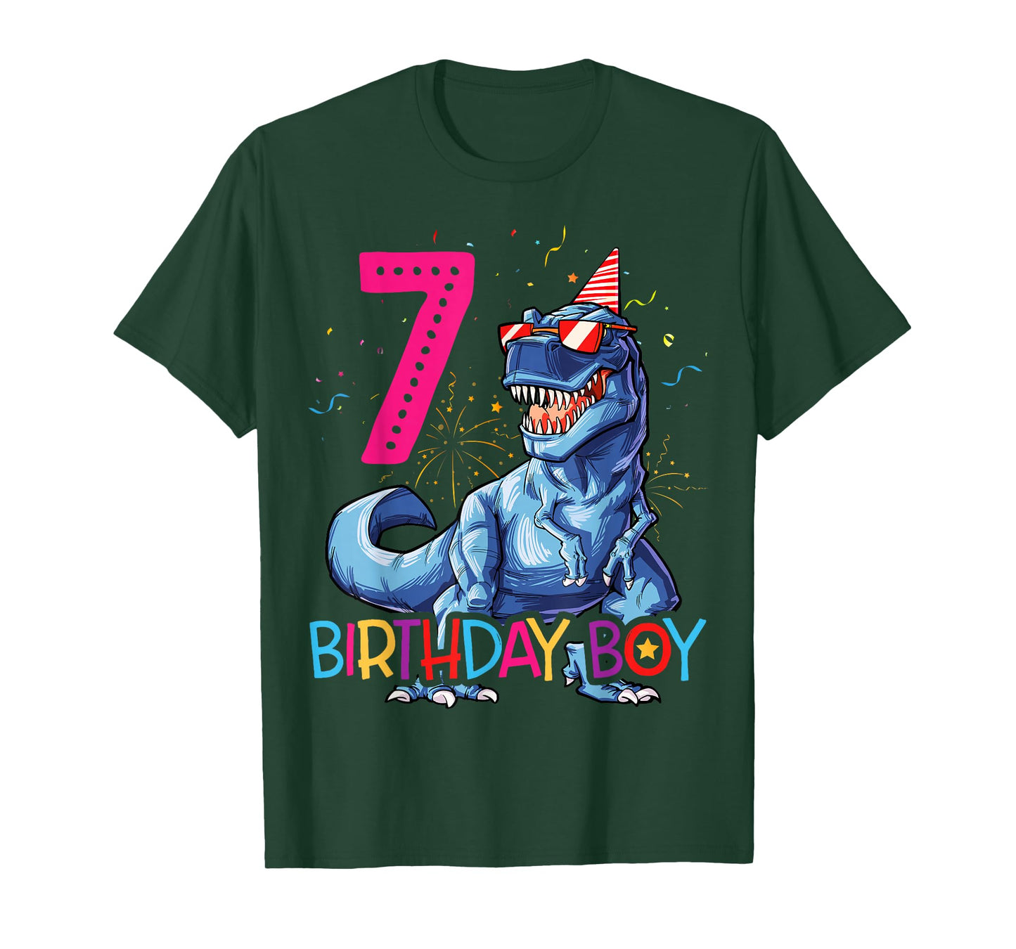 Dinosaur T rex 7 year Old T shirt Kids 7th Birthday T-shirt T-Shirt