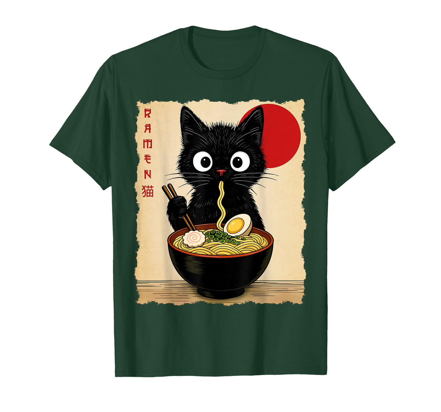 Anime Cat Ramen Japanese Funny Cat Graphic Tees Anime Gifts T-Shirt