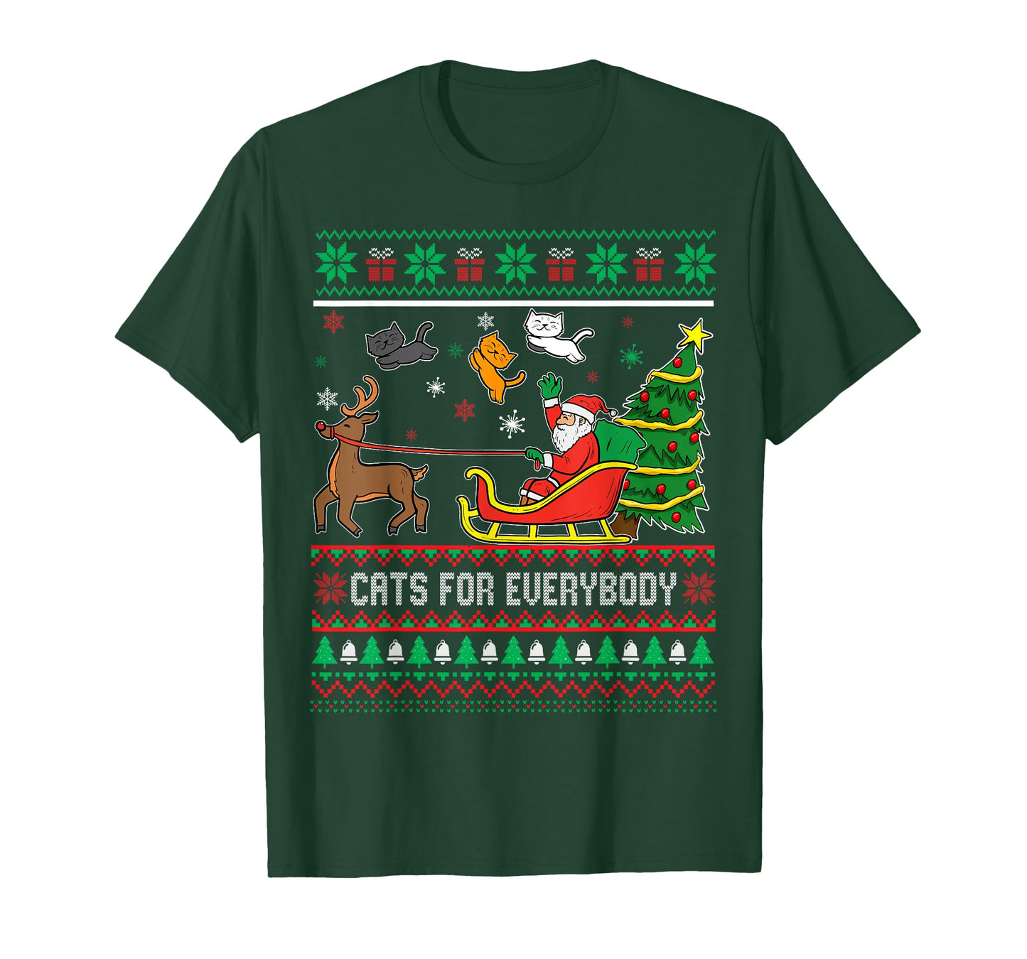 Cats For Everybody Christmas Cat Santa Funny Ugly Xmas Men Women Kids T-Shirt
