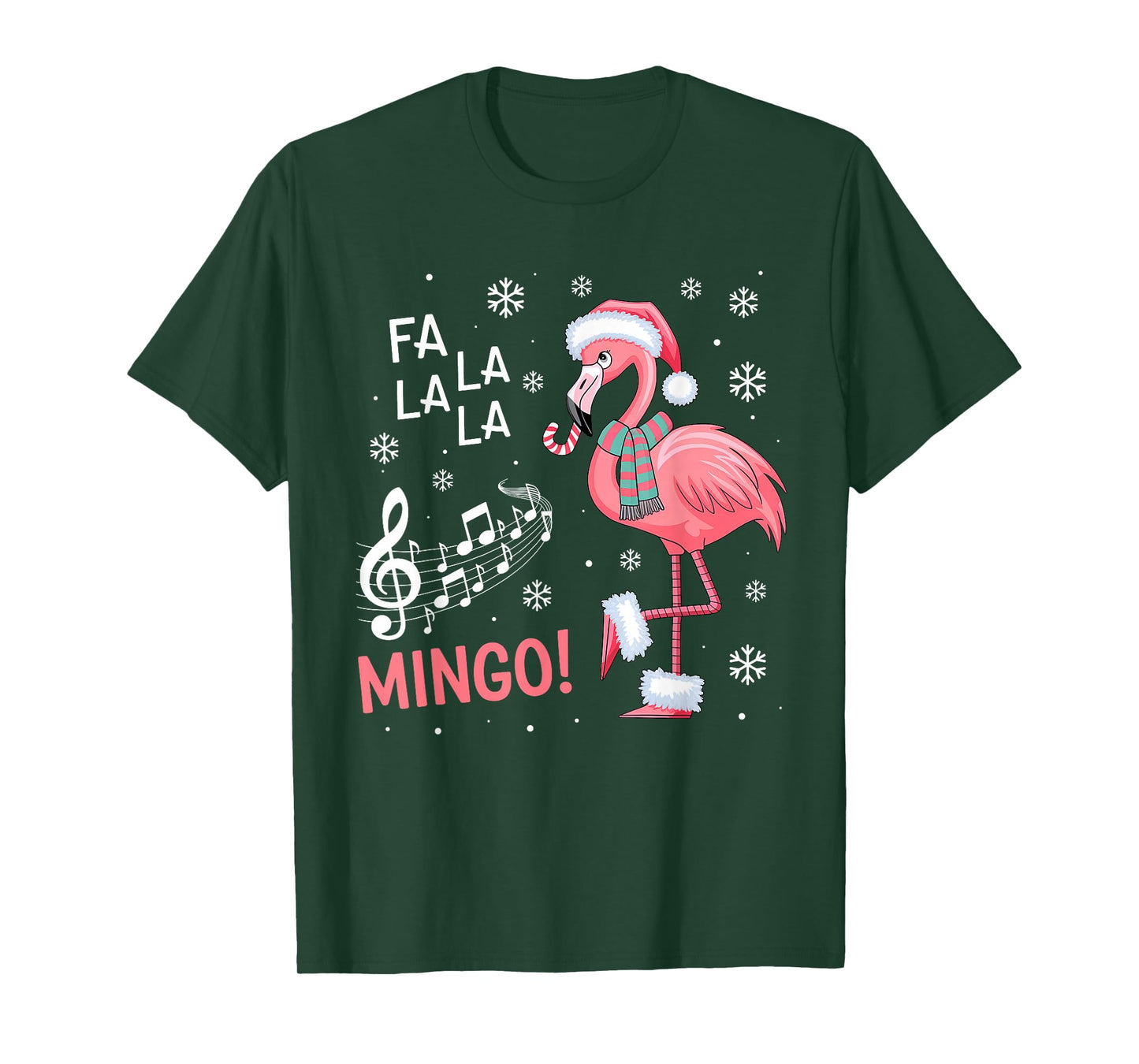 Fa La La Mingo Flamingo Candy Cane Christmas T-Shirt