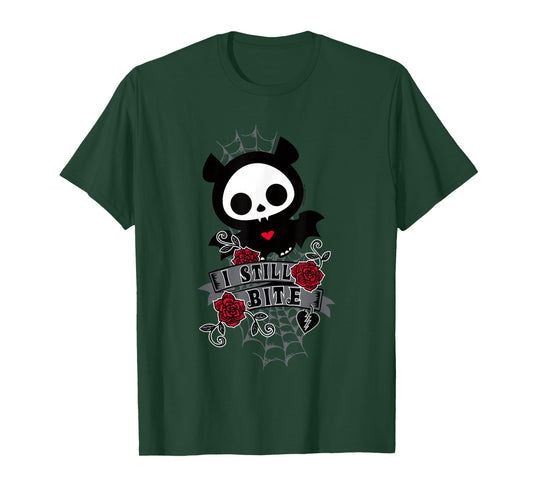 Skelanimals Diego Bat Cute I Still Bite Floral Rose Portrait T-Shirt