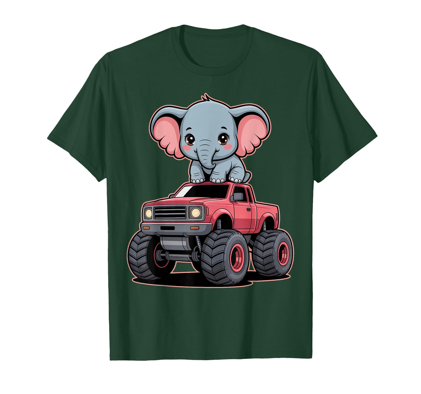 Cute Elephant On Monster Truck T-Shirt