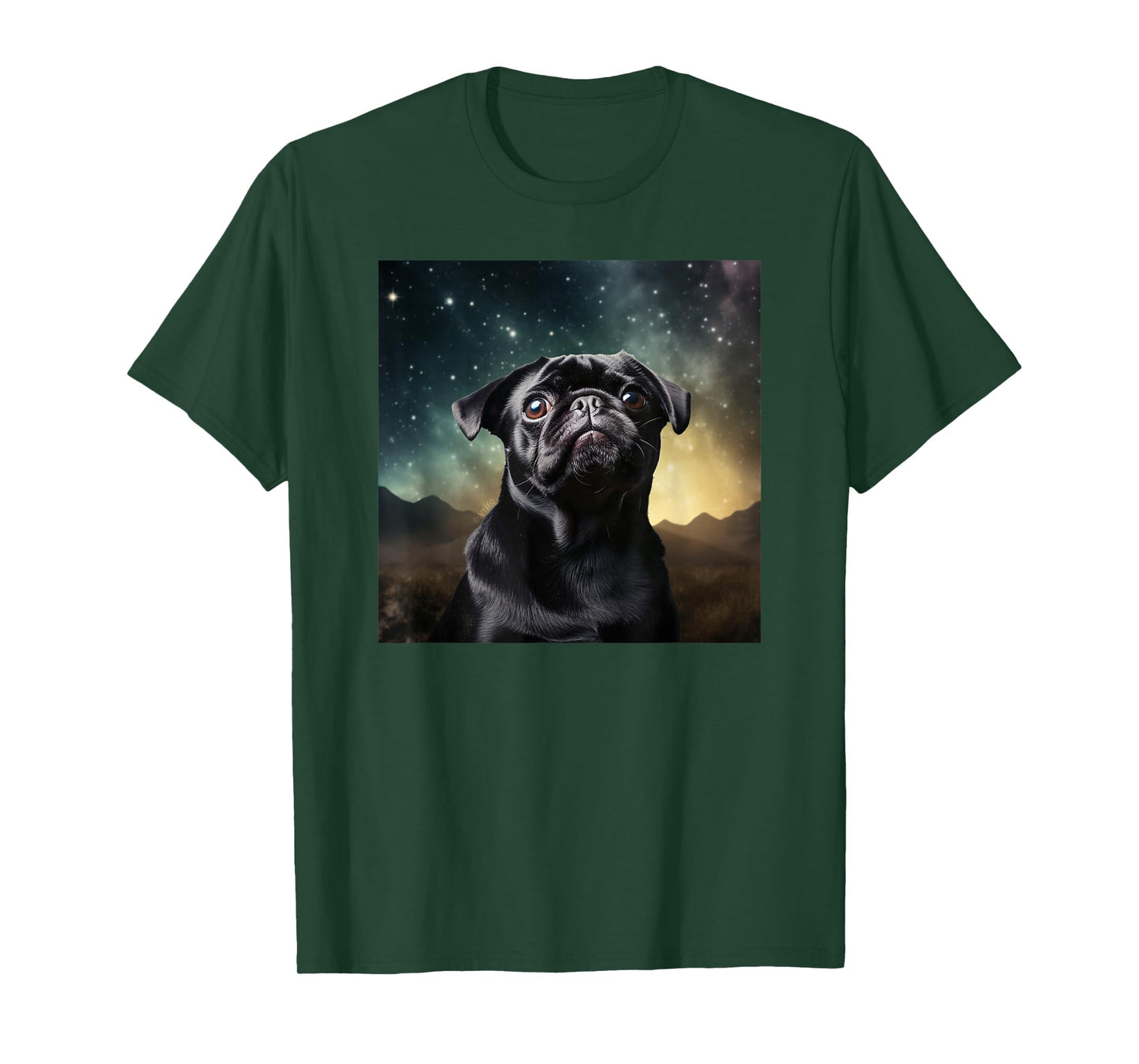 Funny Pug in Space Cute Pug Face T-Shirt