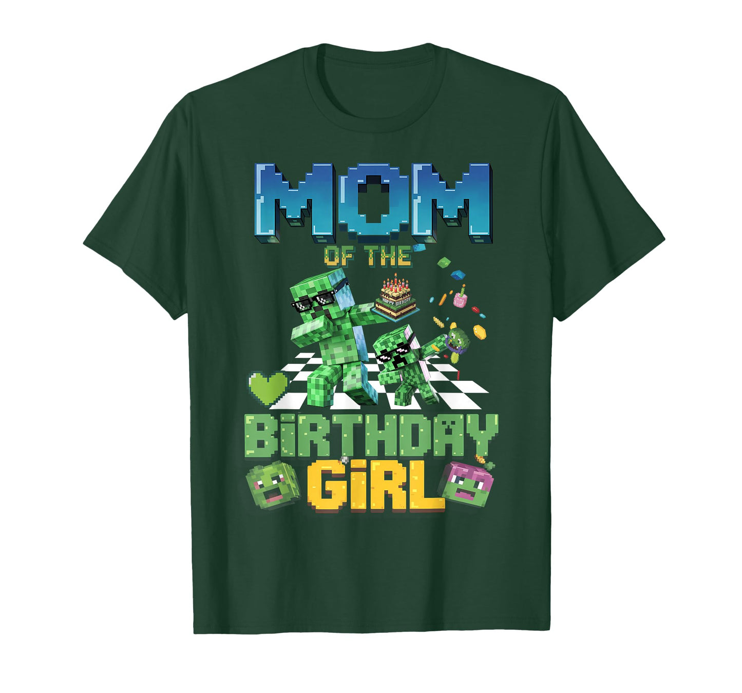 Mom of the Birthday Girl Funny Video Game Pixel Girl T-Shirt