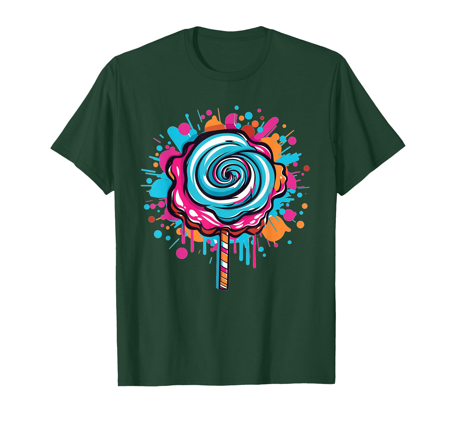 Vibrant Candy Swirl Splash Lollipop Art T-Shirt