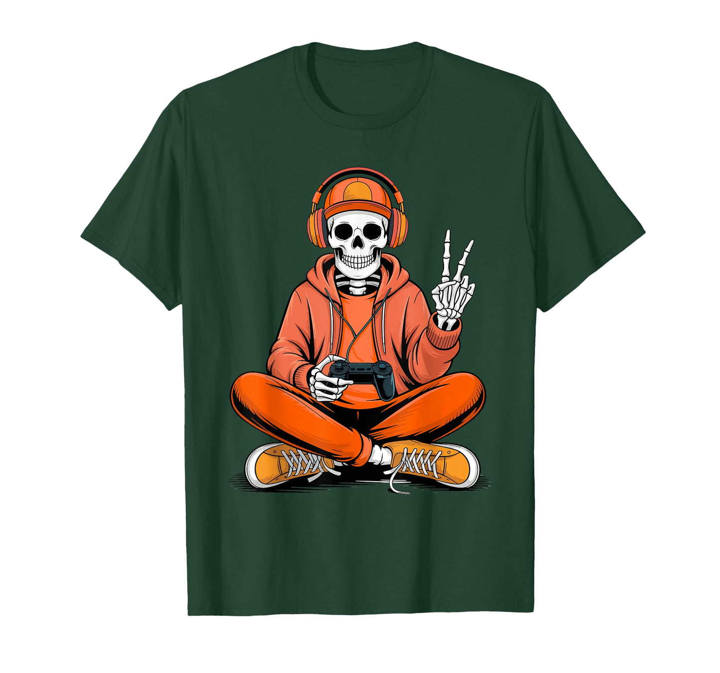Skeleton Gamer Video Gaming Halloween Boys Men Kids T-Shirt