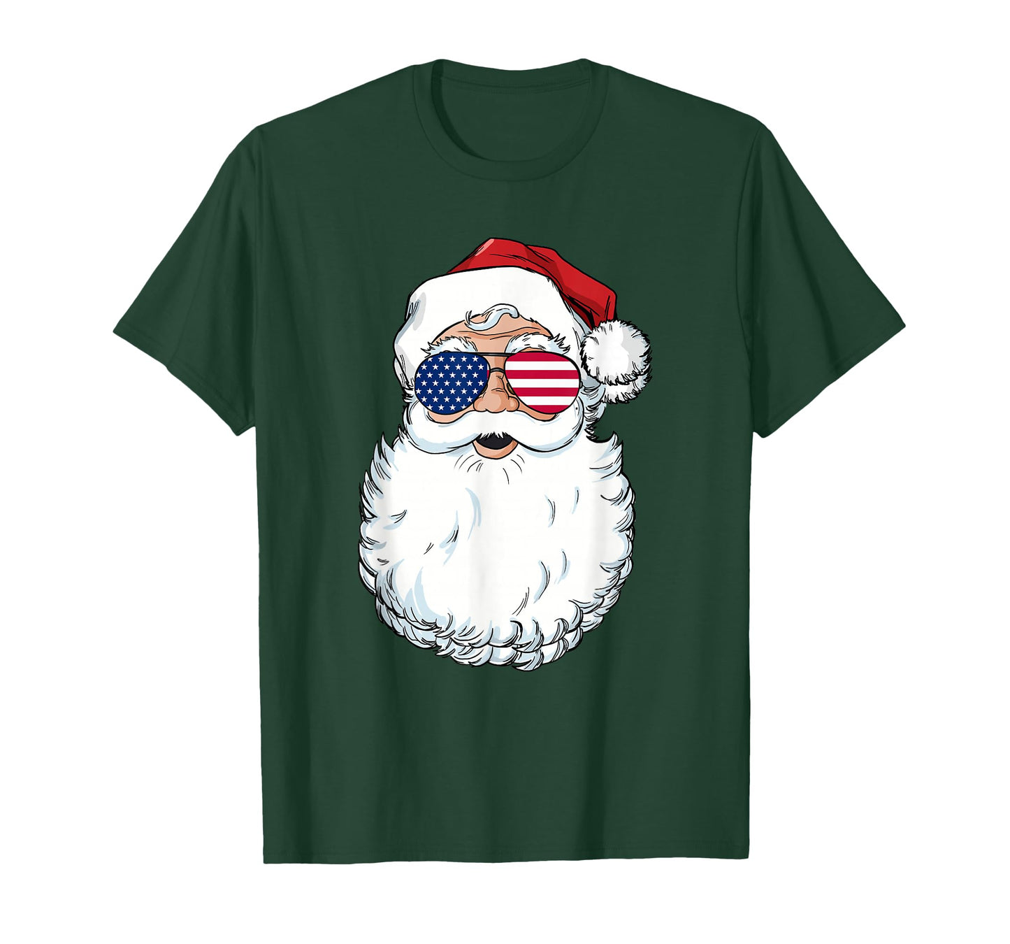 Santa Claus Patriotic USA Sunglasses Christmas in July Santa T-Shirt