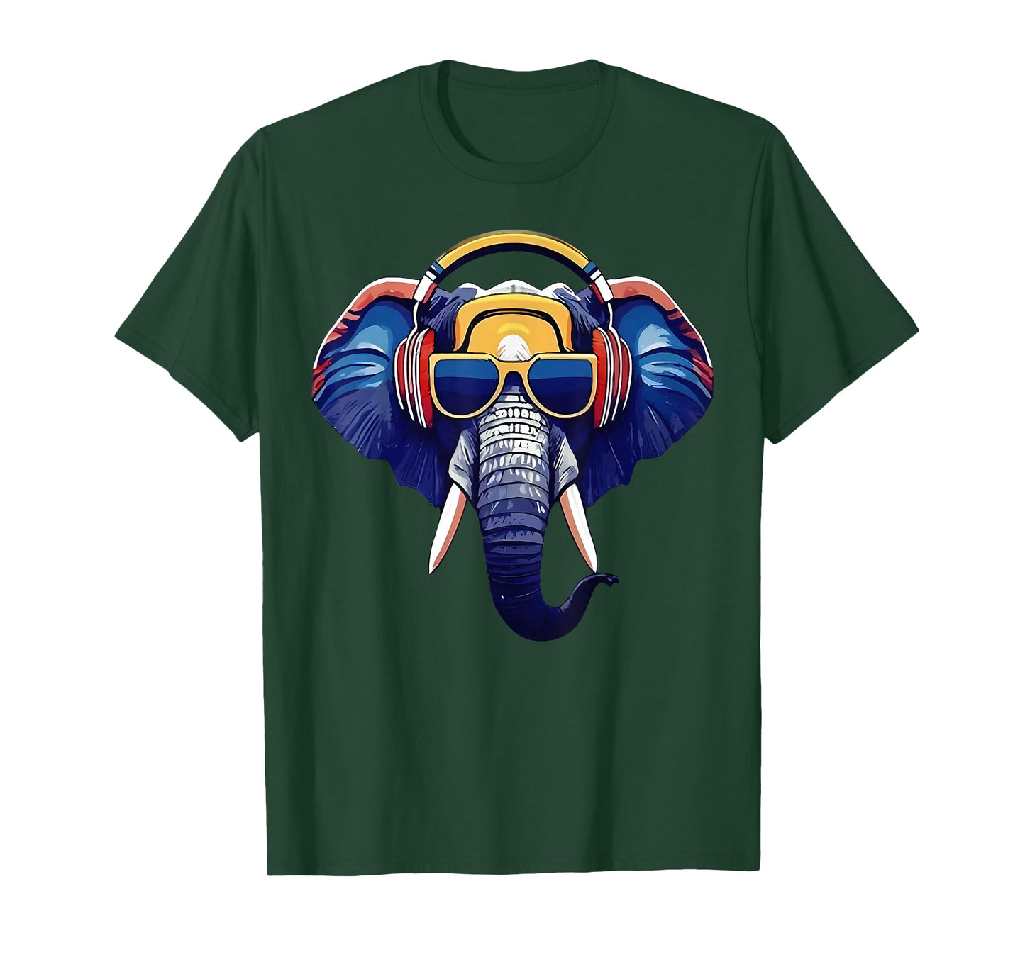 Cool Elephant Wearing Headphones And Sunglass Animal Lover T-Shirt