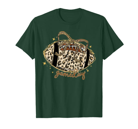 Touchdown Coquette Bow Leopard American Football Game Day T-Shirt