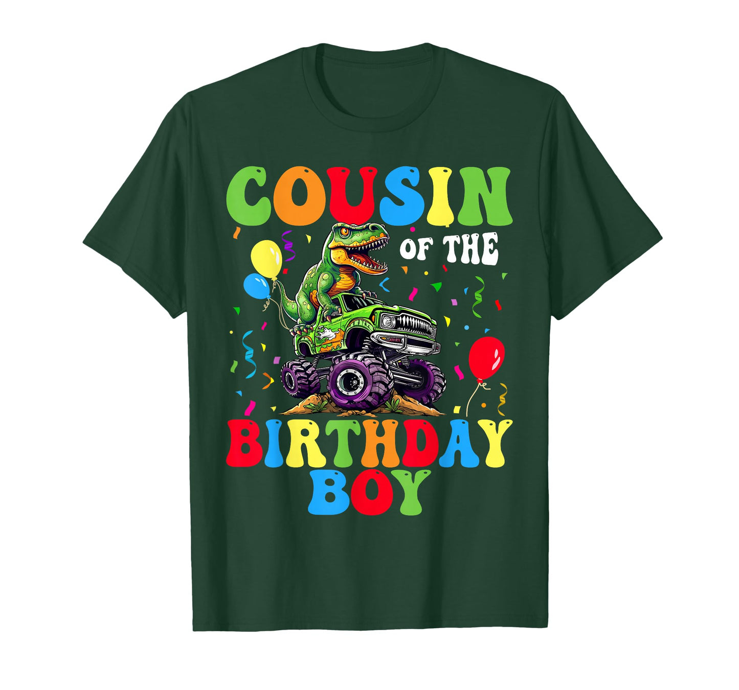 Cousin Of The Birthday Boy Dinosaur Monster Truck T-Shirt