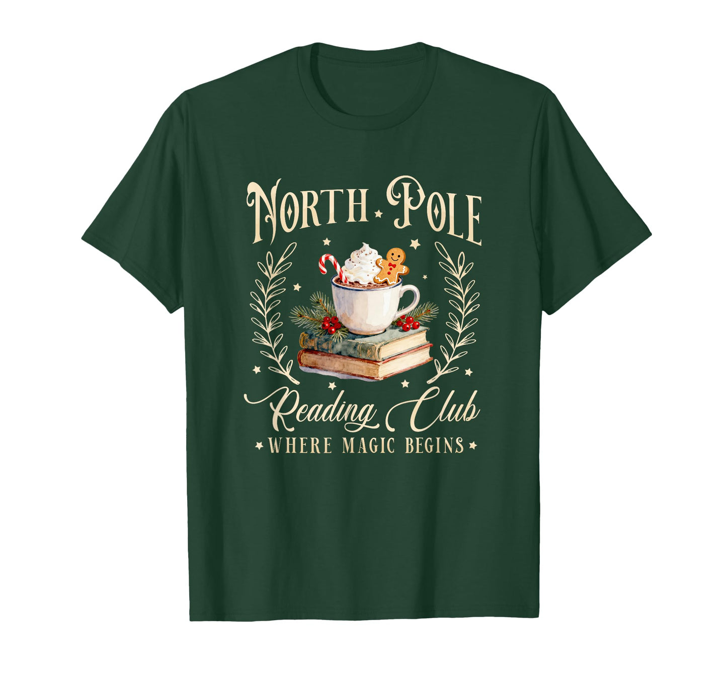 North Pole Reading Club Where Magic Begins Christmas Books T-Shirt