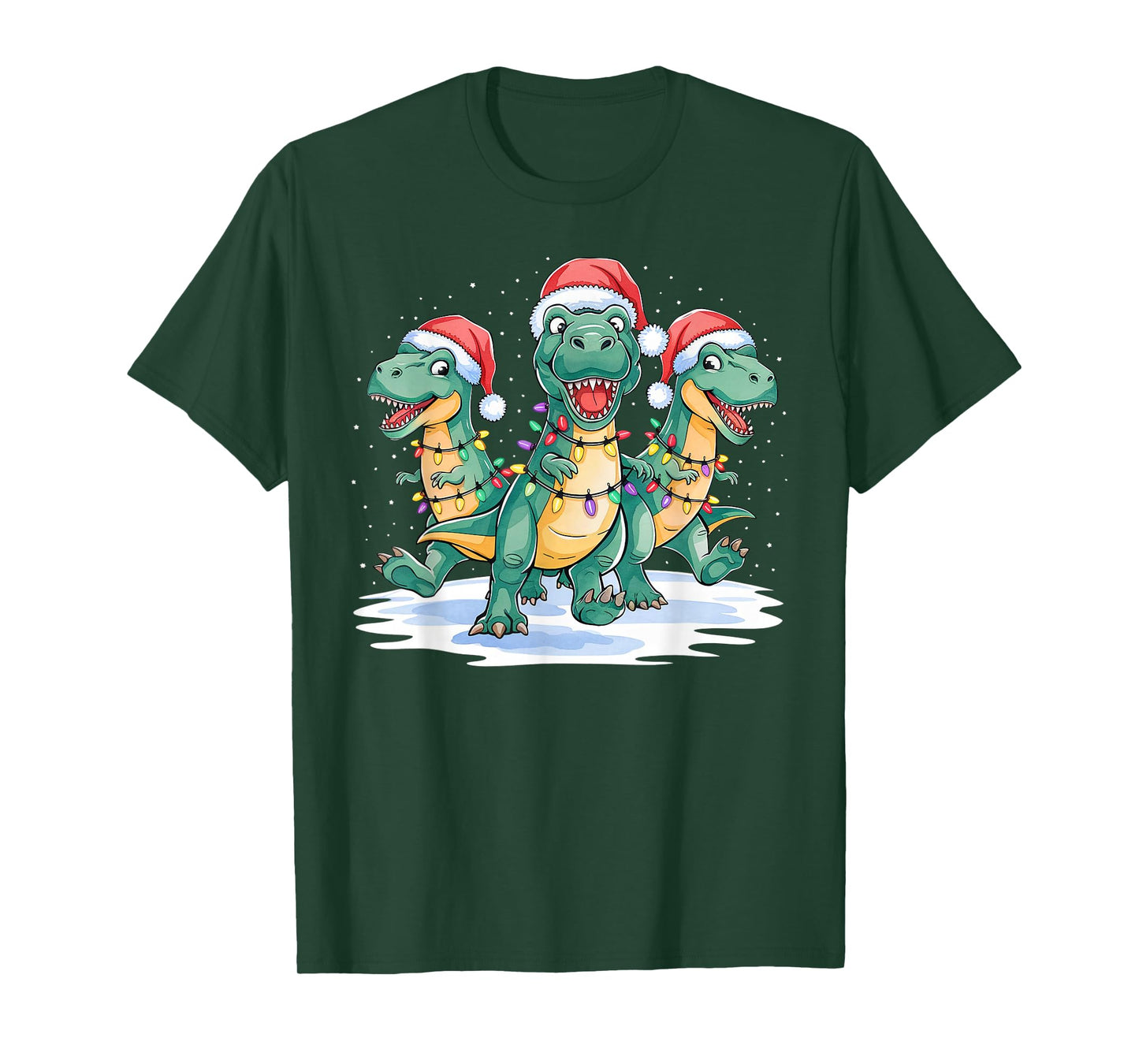 Funny Christmas Santa Reindeer Cute Dinosaur Santa Christmas T-Shirt