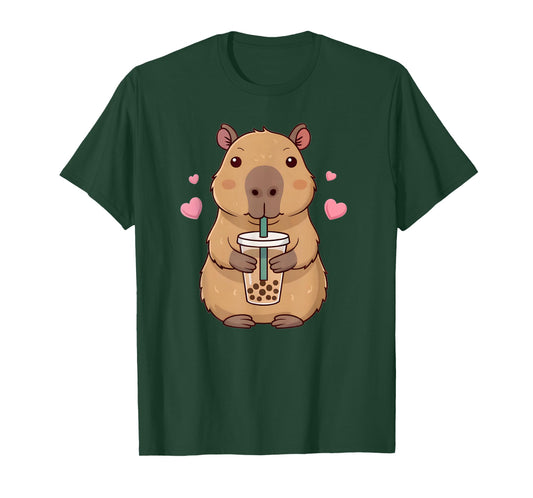 Cute Capybara Boba Tea Bubble Rodent Anime Kawaii Lover Kids T-Shirt