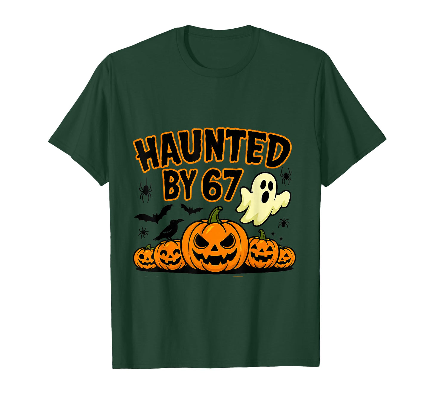 Haunted by 67 Six Seven Halloween Meme Ghost Pumpkin Design T-Shirt