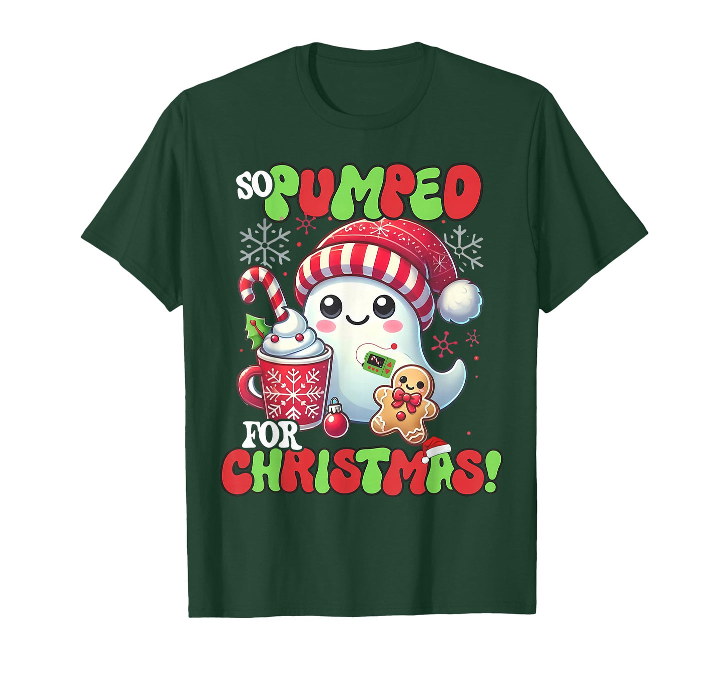 So Pumped for Christmas Diabetes Ghost Insulin T1D Awareness T-Shirt