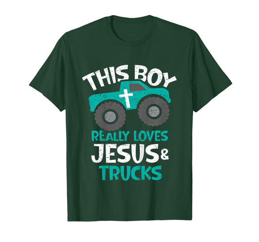 Kids I love Jesus and trucks T-Shirt