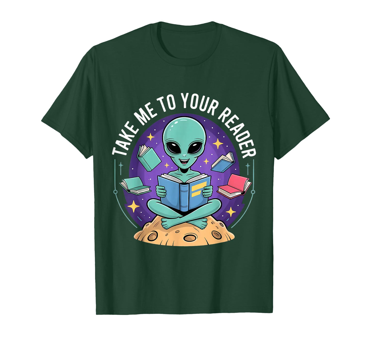 Alien Reader Reading Teacher Librarian Book Lover T-Shirt
