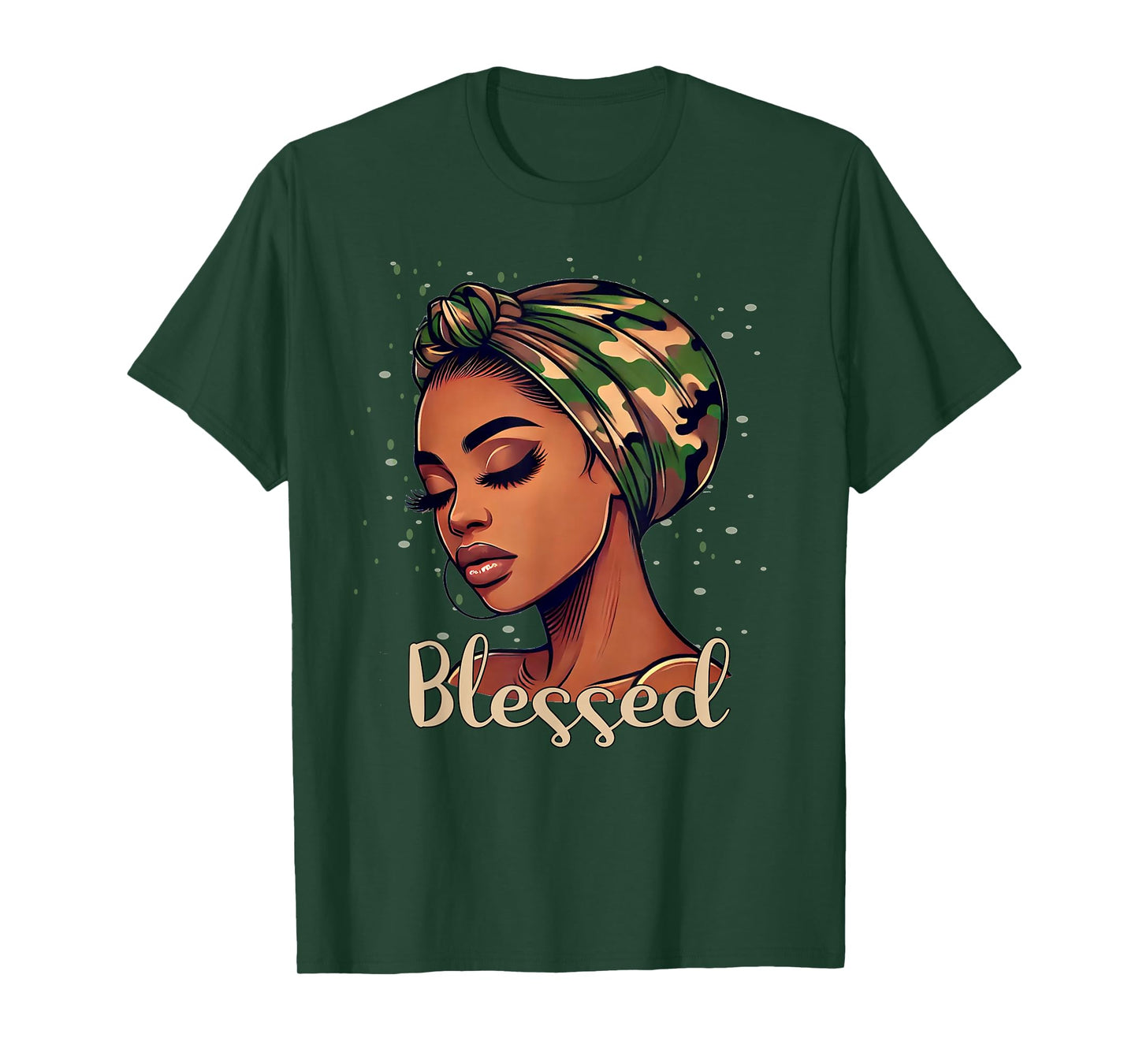 Blessed Black Woman Camo / Camouflage Scarf T-Shirt