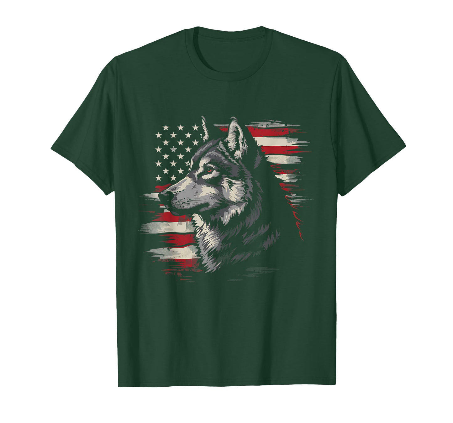 Wolf American Flag USA Patriotic Wolf Lover T-Shirt