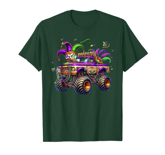 Mardi Gras Monster Truck Kids Toddlers New Orleans Festival T-Shirt
