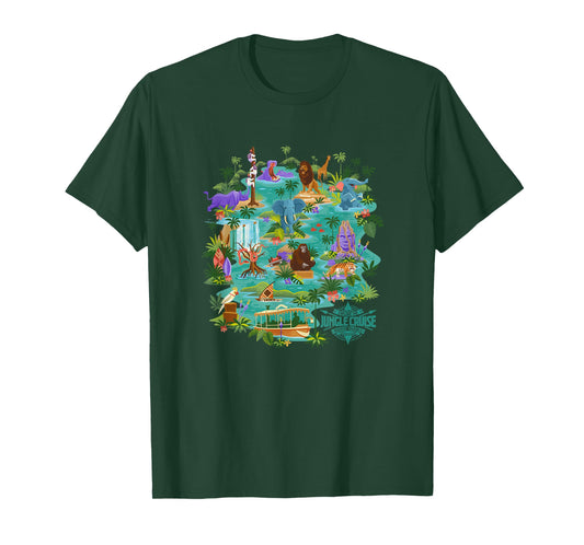 Disney Jungle Cruise Explore The Rivers of The World Map T-Shirt