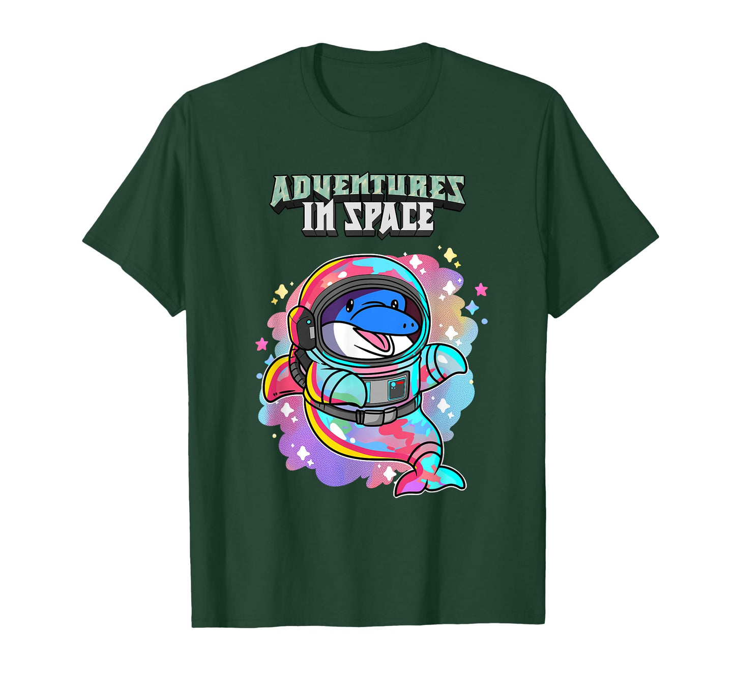 Adventures In Space Astronaut Dolphin Kawaii T-Shirt
