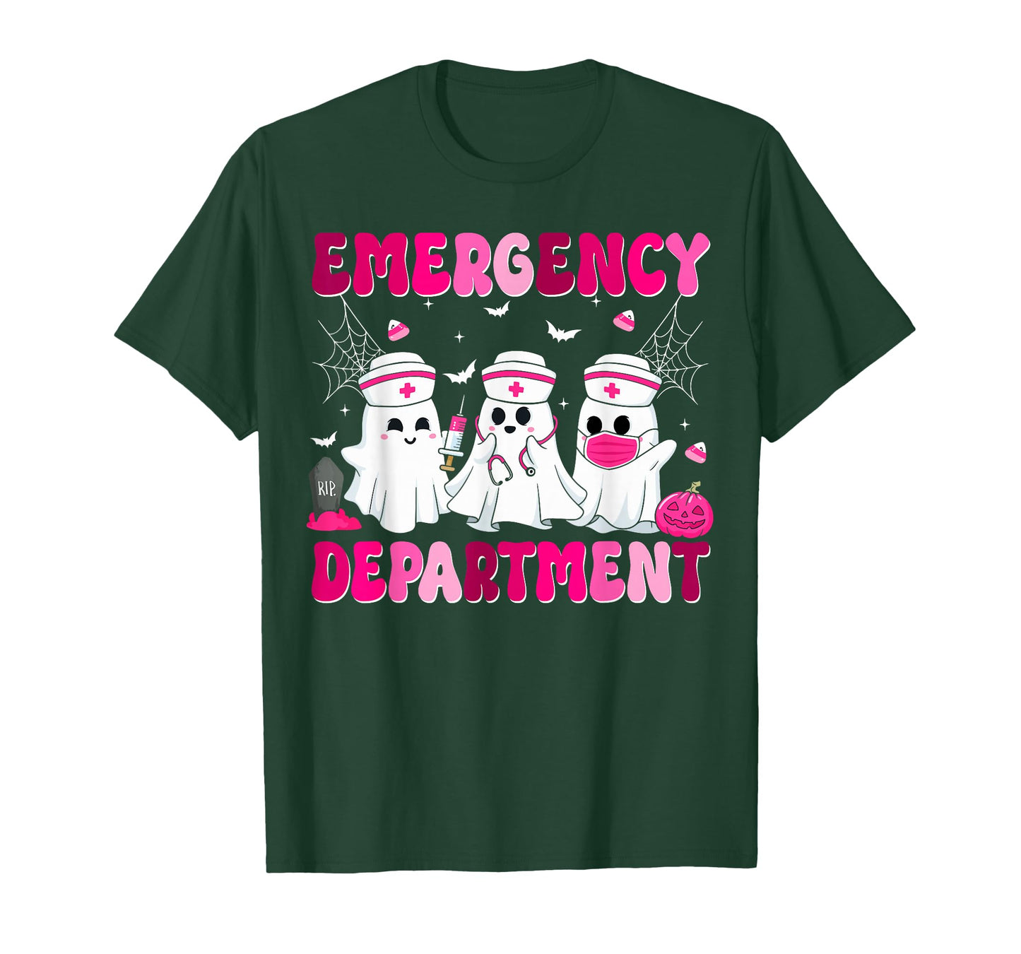 Nurse Ghost Breast Cancer Halloween Emergency Department T-Shirt