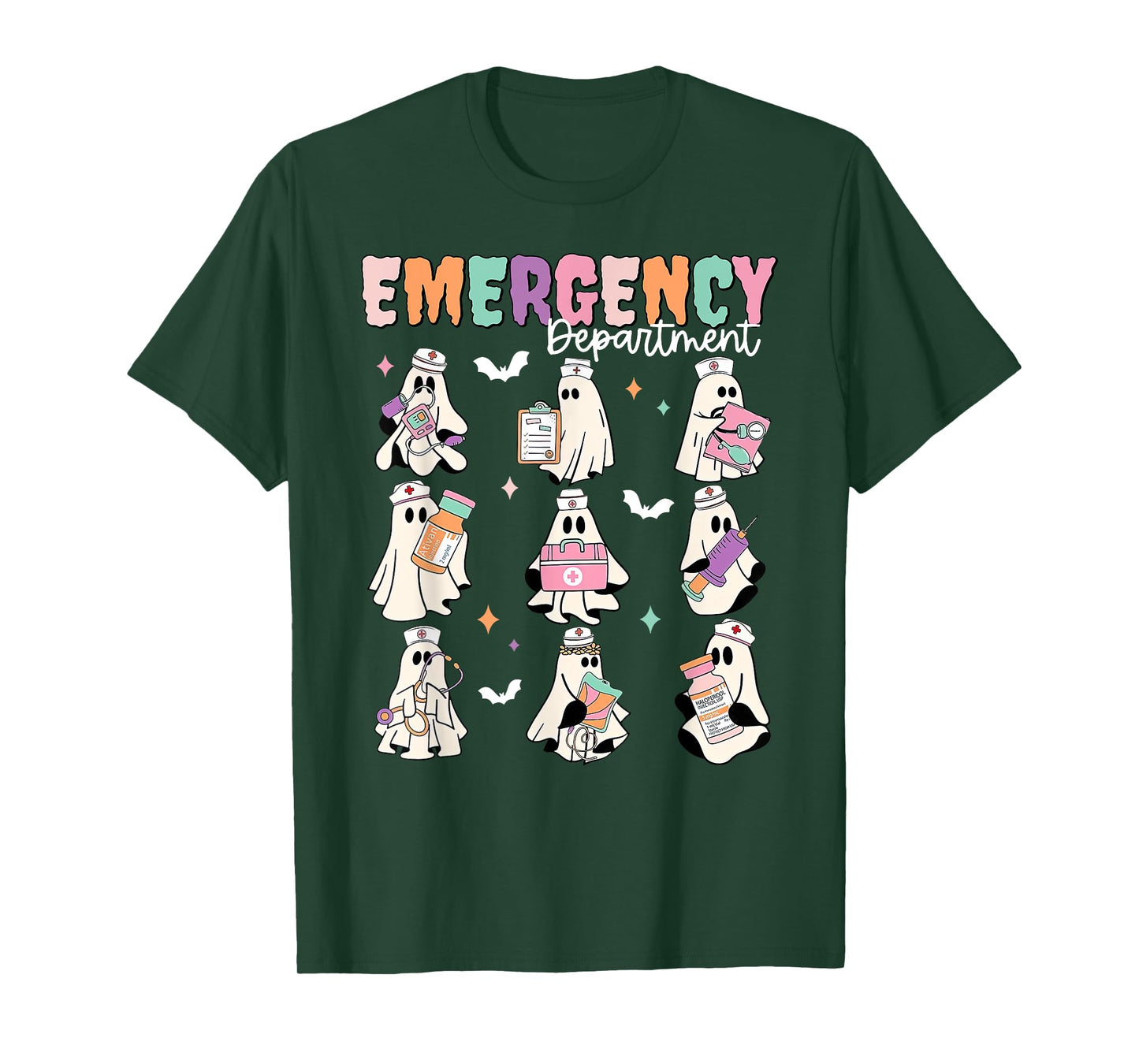 Emergency Department Ghost ER Nurse Halloween Spooky Season T-Shirt