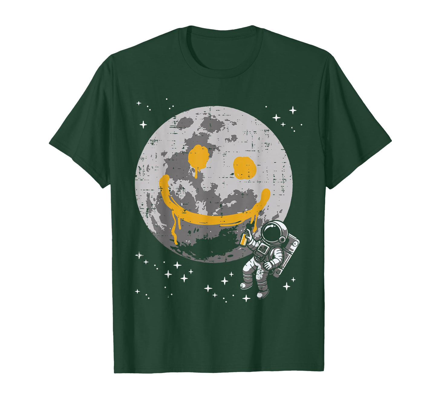Astronaut Spray Paint Moon Smile Face Space Kids Women Men T-Shirt