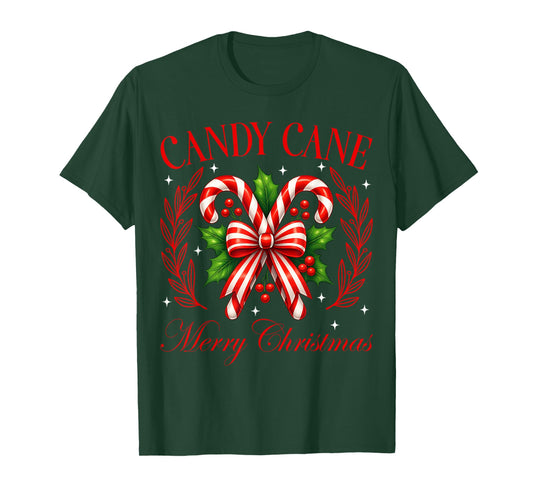 Merry Christmas Candy Cane Xmas Holiday Matching Family T-Shirt