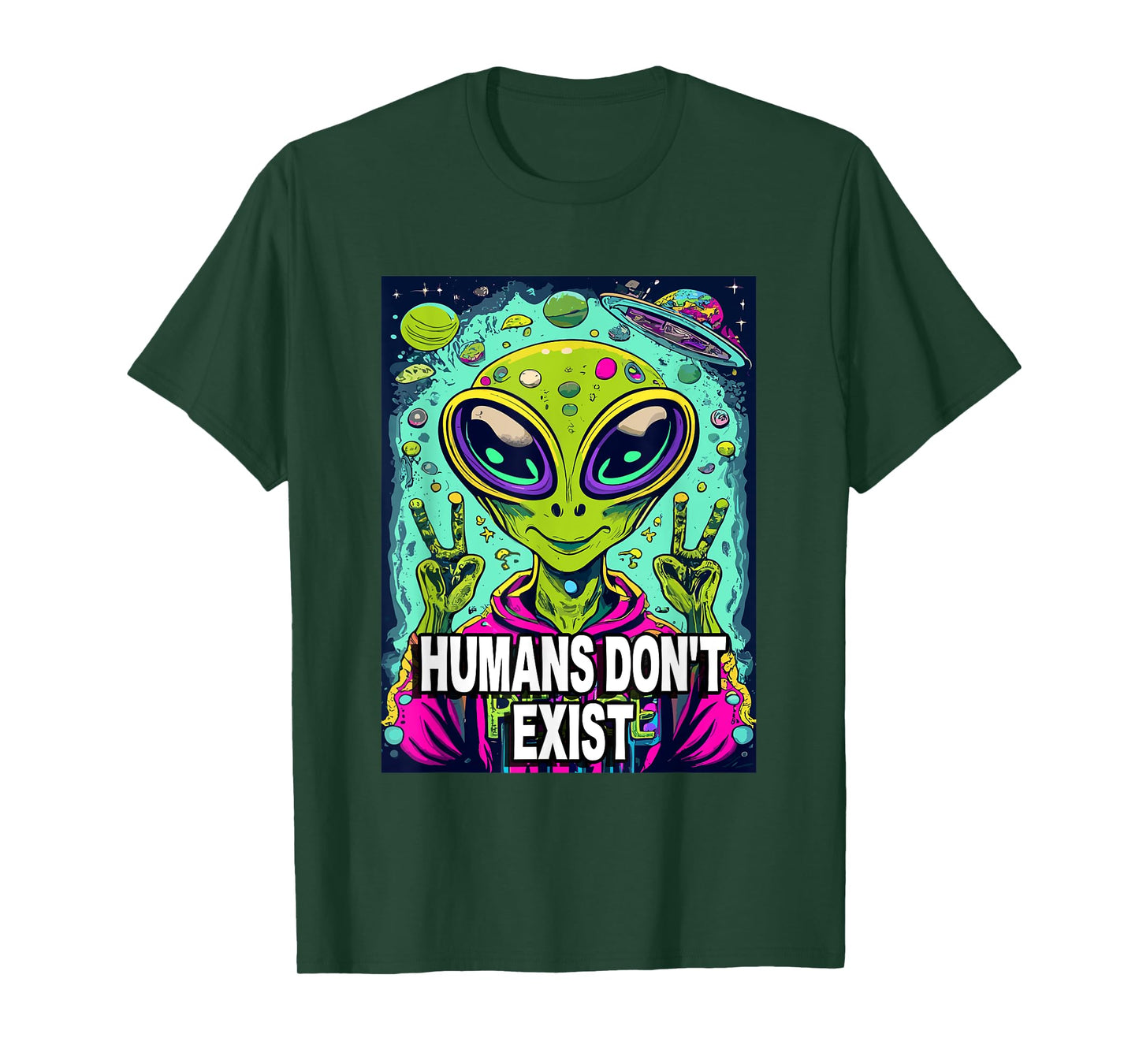 Retro Humans Don't Exist Shirt Funny Alien T-Shirt